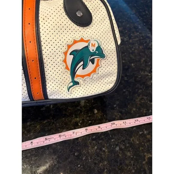 Miami Dolphins Women's Bowler Handbag Purse White Navy Orange NFL - Picture 2 of 7
